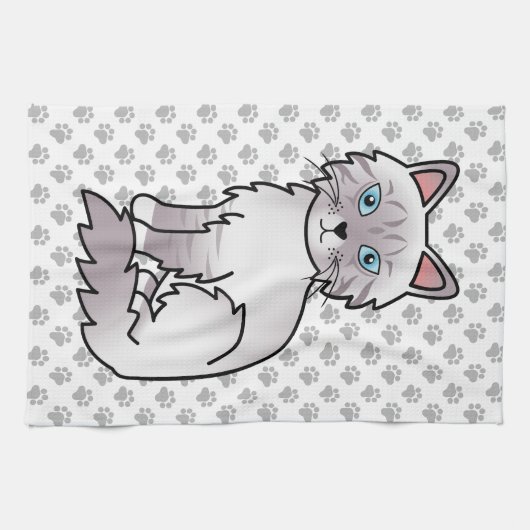 Lilac Point Tabby Birman / Ragdoll Niedlich Cat & Geschirrtuch (Horizontal)