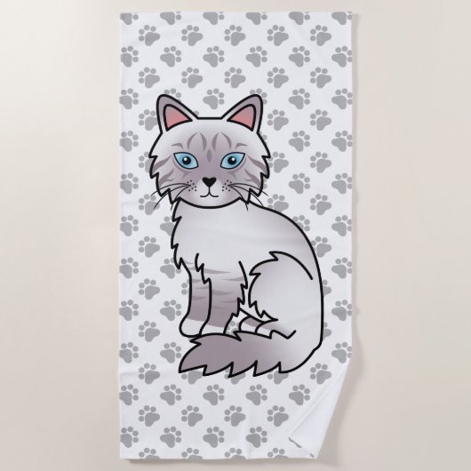 Lilac Point Tabby Birman / Ragdoll Niedlich Cat & Strandtuch (Vorderseite)