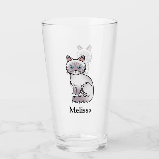 Lilac Point Tabby Birman / Ragdoll Niedliche Katze Glas (Vorderseite)