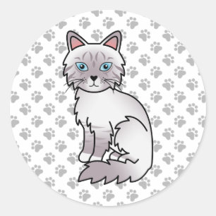 Lilac Point Tabby Birman / Ragdoll Süße Katze & Pf Runder Aufkleber