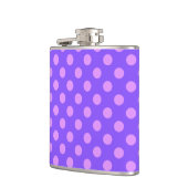 Lilac polka dots on periwinkle flachmann (Links)
