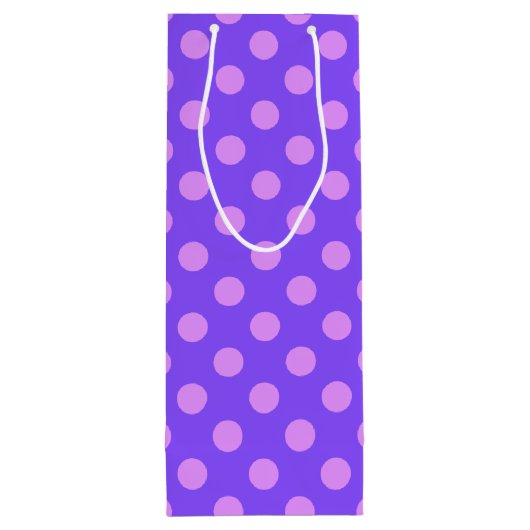 Lilac polka dots on periwinkle geschenktüte für weinflaschen (Rückseite)