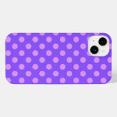Lilac polka dots on periwinkle iPhone hülle (Rückseite (Horizontal))