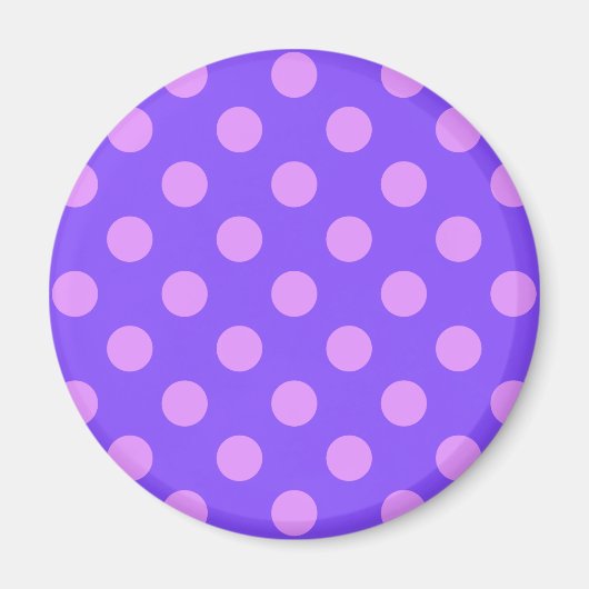 Lilac polka dots on periwinkle magnet (Vorne)