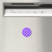 Lilac polka dots on periwinkle magnet (In Situ (Geschirrspüler))