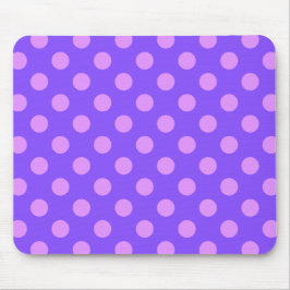 Lilac polka dots on periwinkle mousepad