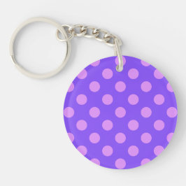 Lilac polka dots on periwinkle schlüsselanhänger