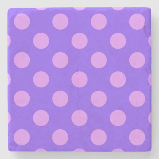 Lilac polka dots on periwinkle steinuntersetzer (Vorderseite)