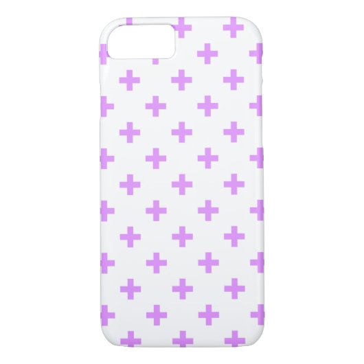 Lilac polka kreuzt auf weiß Case-Mate iPhone hülle (Rückseite)