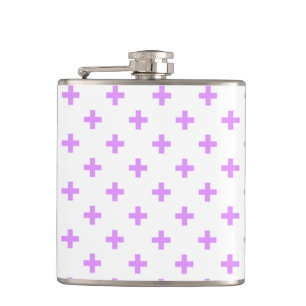 Lilac polka kreuzt auf weiß flachmann
