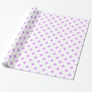Lilac polka kreuzt auf weiß geschenkpapier