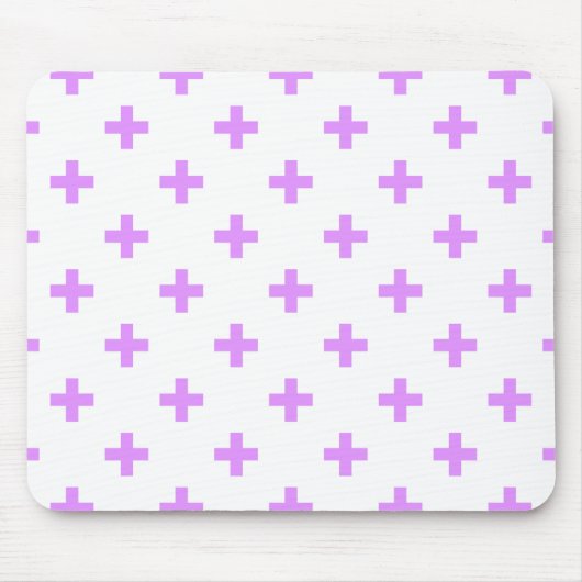 Lilac polka kreuzt auf weiß mousepad (Vorne)