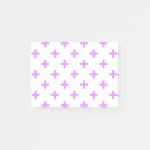 Lilac polka kreuzt auf weiß post-it klebezettel