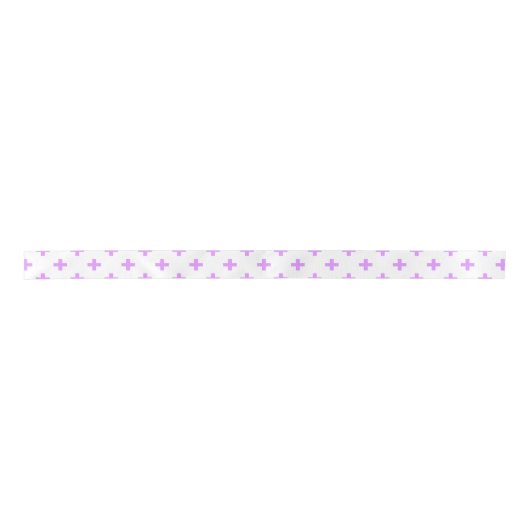 Lilac polka kreuzt auf weiß satinband (Vorderseite)