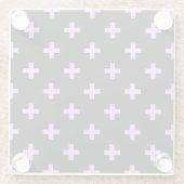 Lilac polka kreuzt schwarz glasuntersetzer (Rückseite)