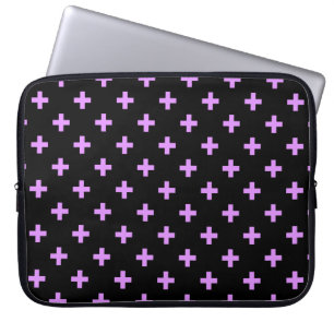 Lilac polka kreuzt schwarz laptopschutzhülle