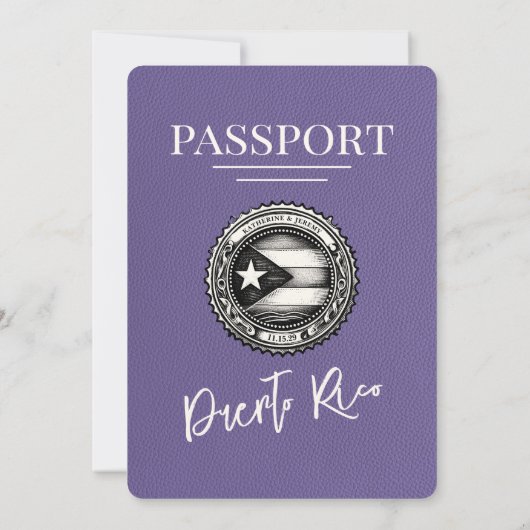 Lilac Puerto Rico Passport Hochzeit Einladung (Rückseite)