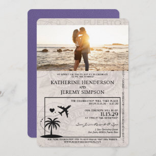 Lilac Puerto Rico Passport Hochzeit Einladung
