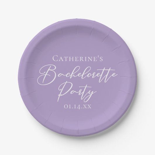 Lilac Purple Bachelorette Party Personalized Pappteller (Vorderseite)