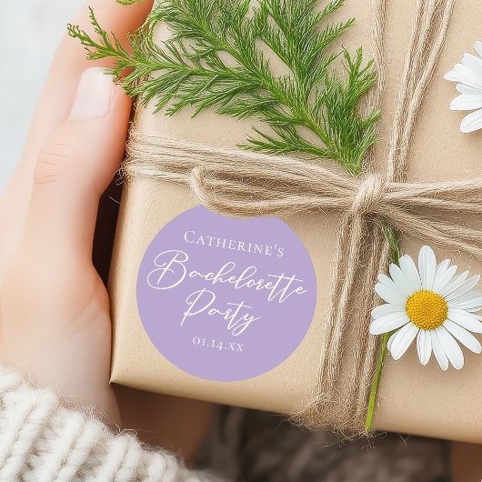 Lilac Purple Bachelorette Party Personalized Runder Aufkleber