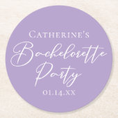 Lilac Purple Bachelorette Party Personalized Runder Pappuntersetzer (Vorderseite)