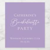 Lilac Purple Bachelorette Party Personalized Weinetikett (Einzelnes Label)