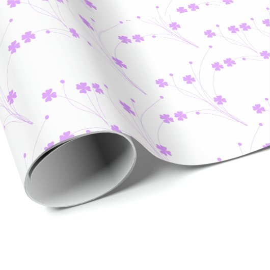 Lilac Purple Blumen, kleine pastellfarbene Blütenb Geschenkpapier (Rolleneckpunkt)