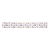 Lilac Purple Blumen und Goldkronen Satinband (Vorderseite)