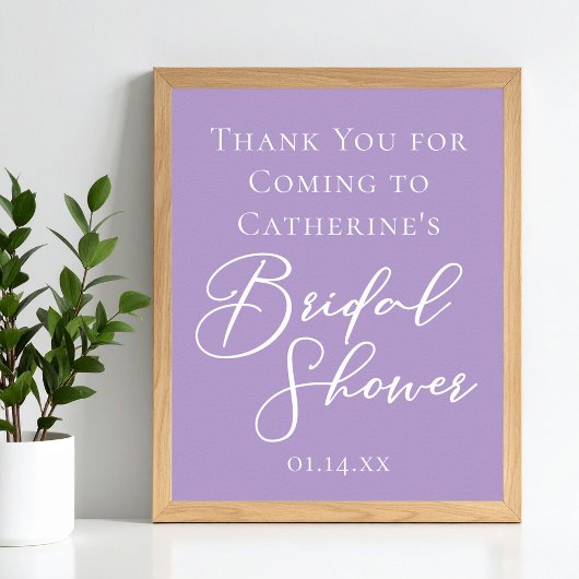 Lilac Purple Bridal Shower Customized Welcome Poster