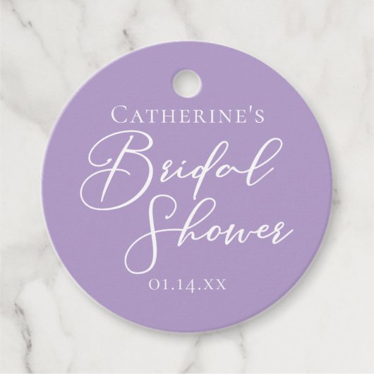 Lilac Purple Bridal Shower Personalized Party Geschenkanhänger (Vorderseite)