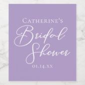 Lilac Purple Bridal Shower Personalized Weinetikett (Einzelnes Label)