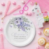 Lilac purple floral baby shower pappteller (Party)
