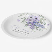 Lilac purple floral baby shower pappteller (Schrägansicht)