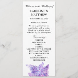 Lilac Purple Floral Elegant Modern Wedding  Programm