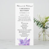 Lilac Purple Floral Elegant Modern Wedding  Programm (Stehend Vorderseite)