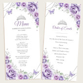 Lilac Purple Floral Quinceanera Program Menu Menükarte