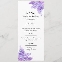 Lilac Purple Floral Watercolor Wedding Food  Menükarte