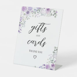 Lilac Purple Floral Wedding Gifts and Cards Sign Sockelschild