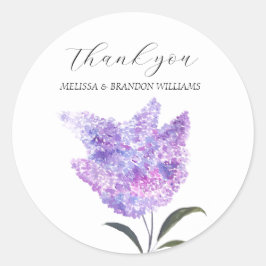 Lilac Purple Floral Wedding Thank you  Runder Aufkleber