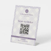 Lilac Purple Gingham Bakery QR Scan to Order  Sockelschild (Vorderseite)