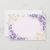 Lilac Purple Gold Quinceanera Reply RSVP Karte (Rückseite)