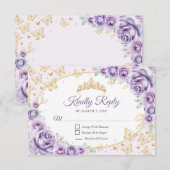 Lilac Purple Gold Quinceanera Reply RSVP Karte (Vorne/Hinten)