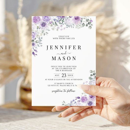 Lilac Purple Lavender Floral Wedding Invitation Einladung