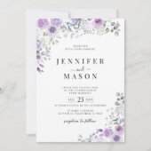 Lilac Purple Lavender Floral Wedding Invitation Einladung (Vorderseite)