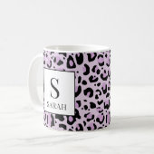 Lilac Purple Leopard Print Custom Name Mug Kaffeetasse (Vorderseite Links)