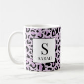 Lilac Purple Leopard Print Custom Name Mug Kaffeetasse (Links)