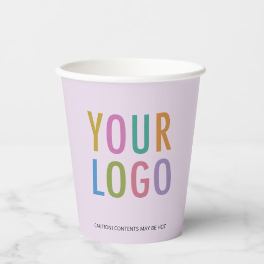 Lilac Purple Paper Cups Custom Business Logo 8 oz Pappbecher (Vorderseite)