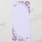Lilac Purple Silver Floral Quinceanera Menükarte (Rückseite)