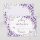 Lilac Purple Silver Quinceanera Reply RSVP Karte (Vorne/Hinten)
