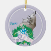 Lilac Pygmy Goat Wreath Holiday Keramik Ornament (Vorne)